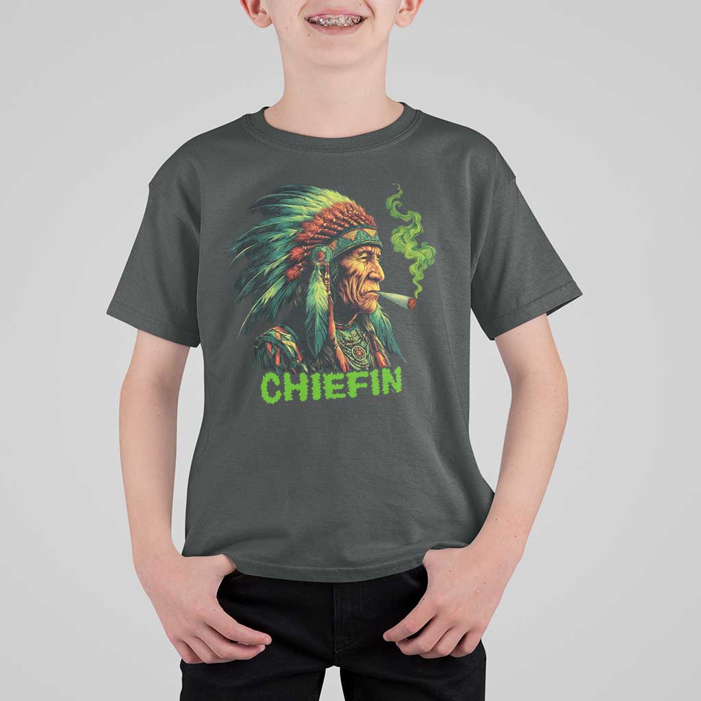 Funny Chiefin Weed Indian Native American Marijuana T Shirt For Kid - Wonder Print Shop