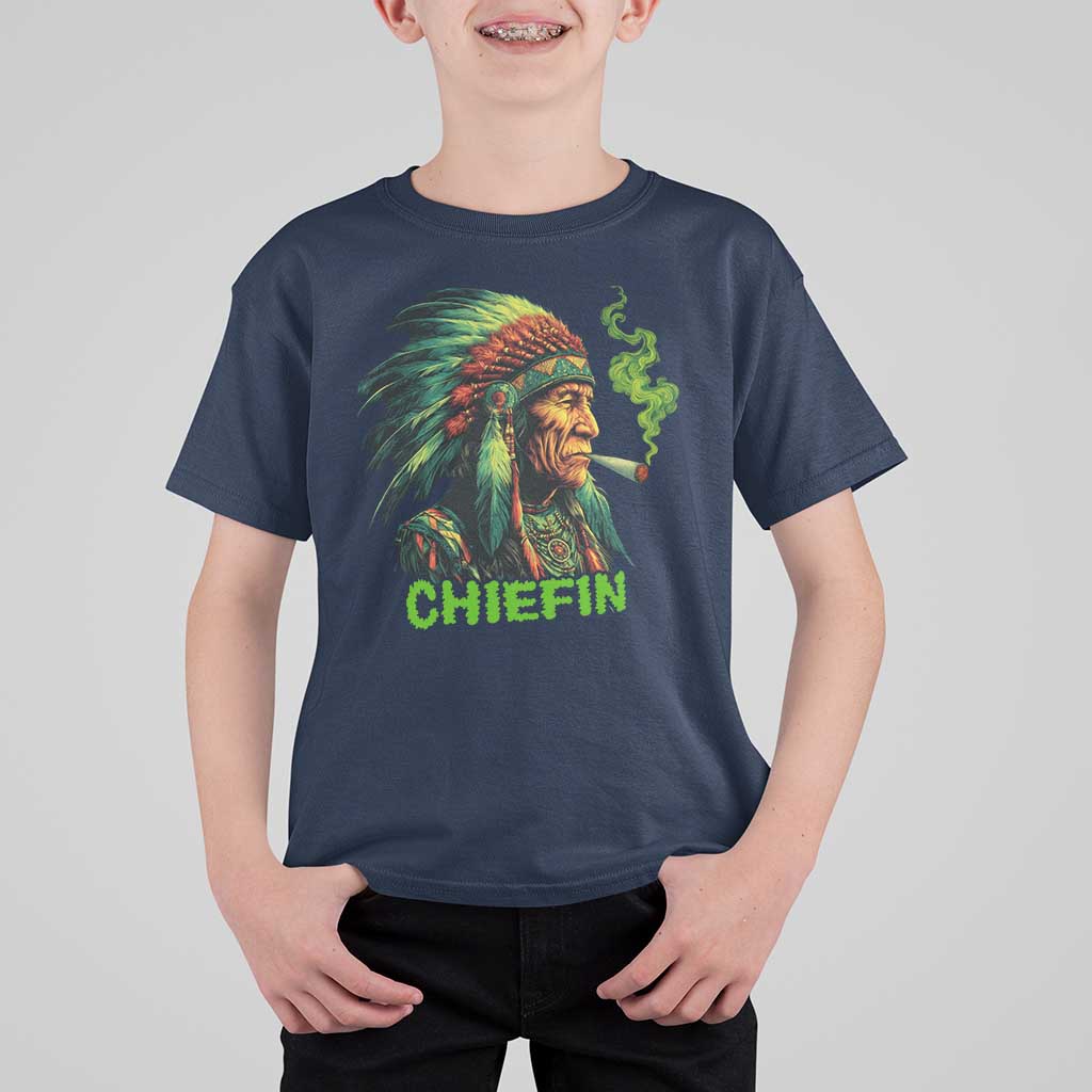 Funny Chiefin Weed Indian Native American Marijuana T Shirt For Kid - Wonder Print Shop