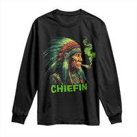 Funny Chiefin Weed Indian Native American Marijuana Long Sleeve Shirt - Wonder Print Shop