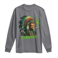 Funny Chiefin Weed Indian Native American Marijuana Long Sleeve Shirt - Wonder Print Shop