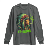 Funny Chiefin Weed Indian Native American Marijuana Long Sleeve Shirt - Wonder Print Shop