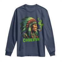 Funny Chiefin Weed Indian Native American Marijuana Long Sleeve Shirt - Wonder Print Shop