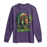 Funny Chiefin Weed Indian Native American Marijuana Long Sleeve Shirt - Wonder Print Shop
