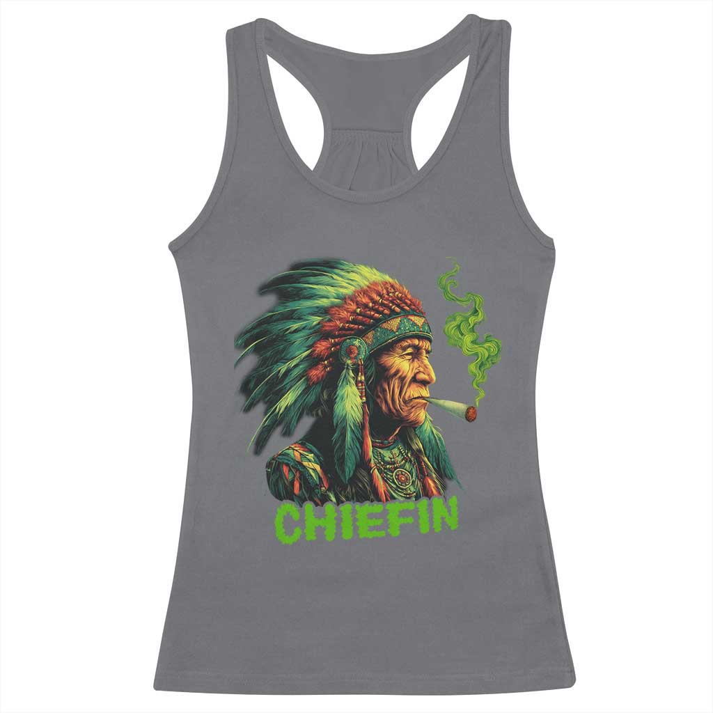 Funny Chiefin Weed Indian Native American Marijuana Racerback Tank Top - Wonder Print Shop