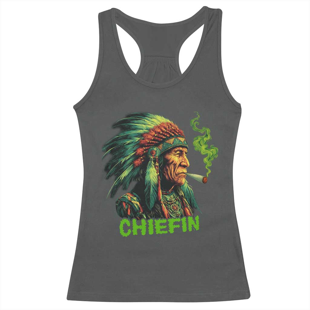 Funny Chiefin Weed Indian Native American Marijuana Racerback Tank Top - Wonder Print Shop