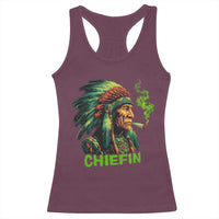 Funny Chiefin Weed Indian Native American Marijuana Racerback Tank Top - Wonder Print Shop