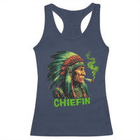 Funny Chiefin Weed Indian Native American Marijuana Racerback Tank Top - Wonder Print Shop