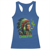 Funny Chiefin Weed Indian Native American Marijuana Racerback Tank Top - Wonder Print Shop
