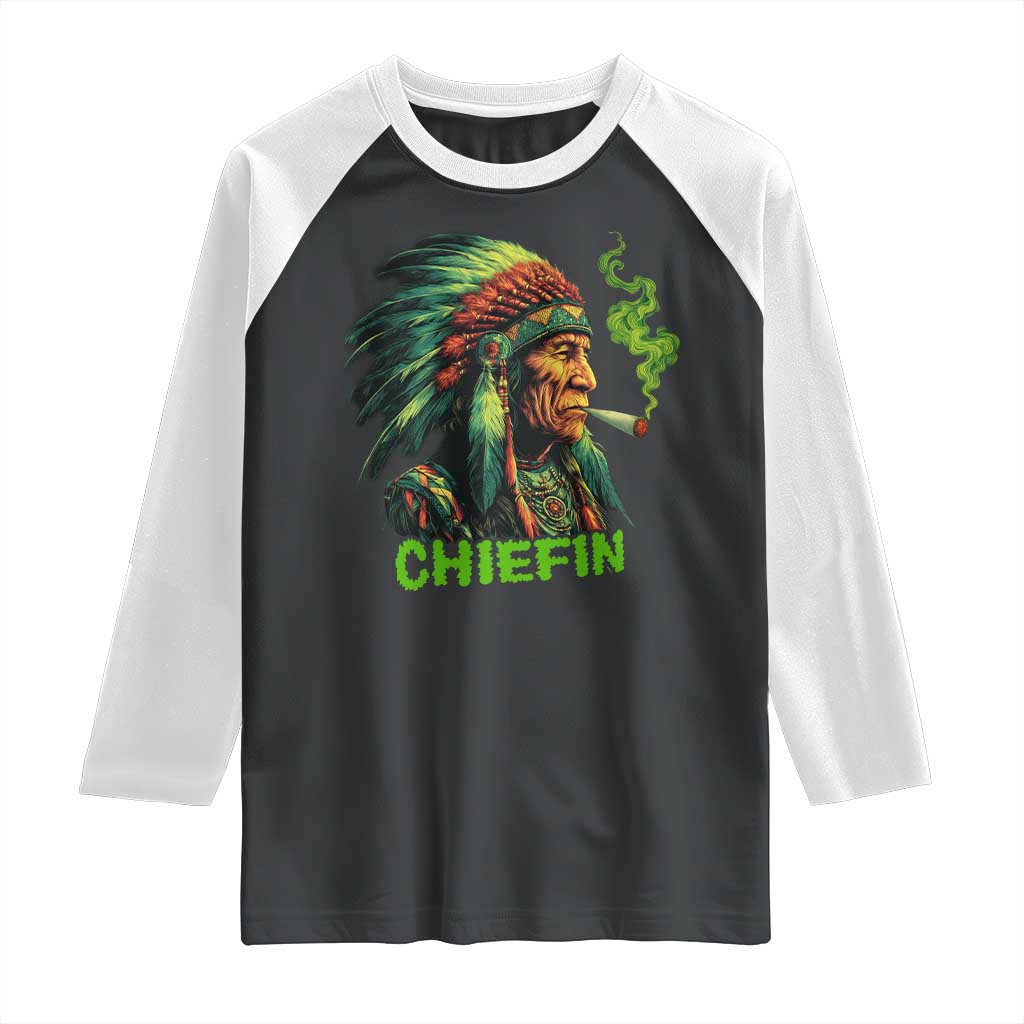Funny Chiefin Weed Indian Native American Marijuana Raglan Shirt - Wonder Print Shop