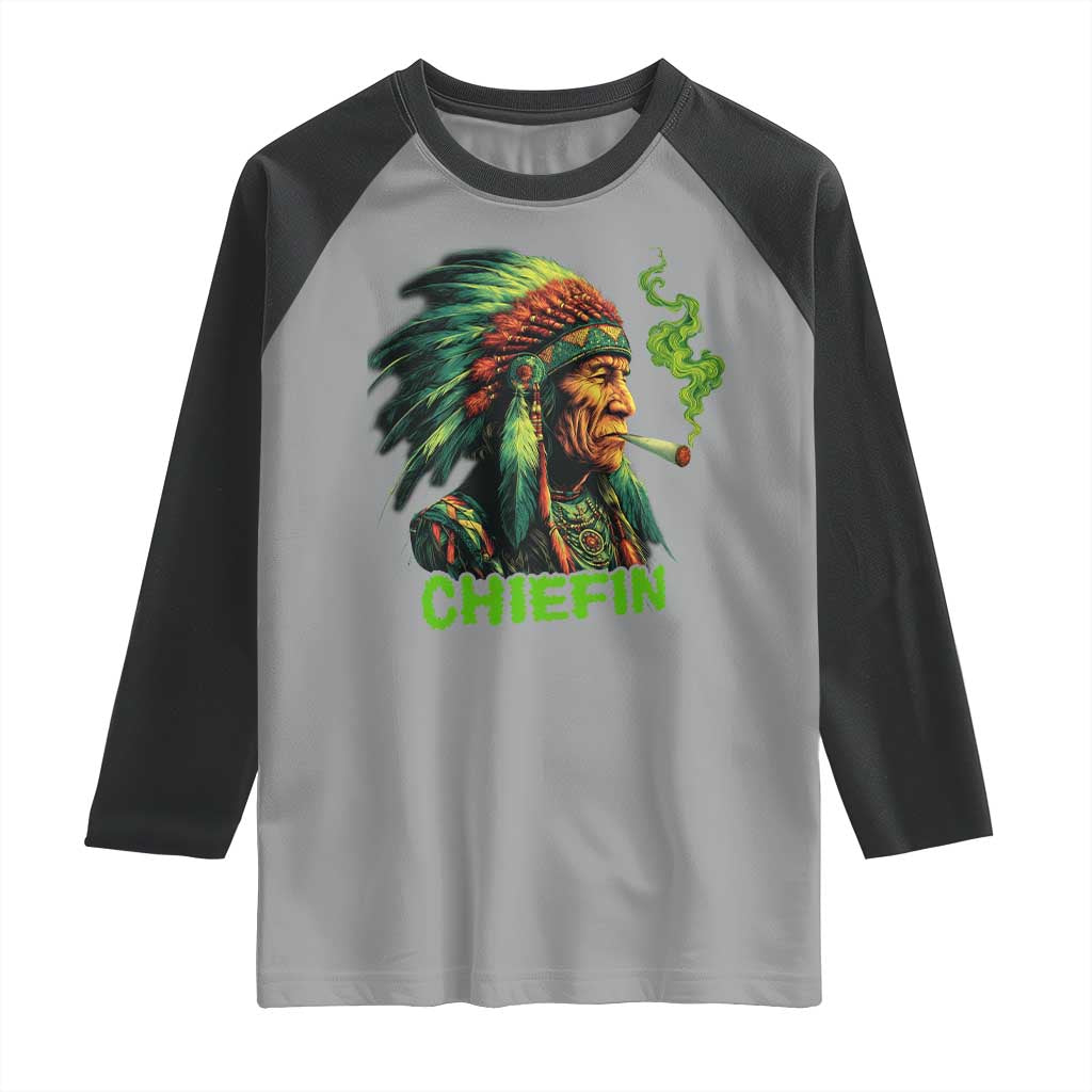 Funny Chiefin Weed Indian Native American Marijuana Raglan Shirt - Wonder Print Shop