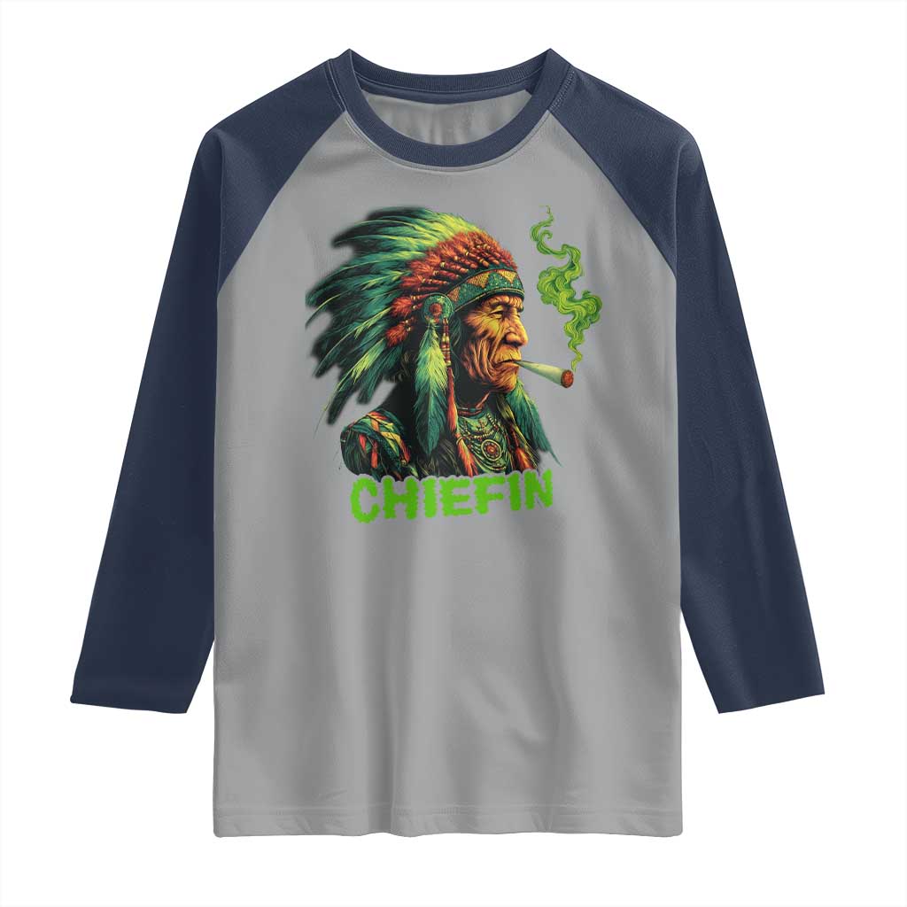 Funny Chiefin Weed Indian Native American Marijuana Raglan Shirt - Wonder Print Shop