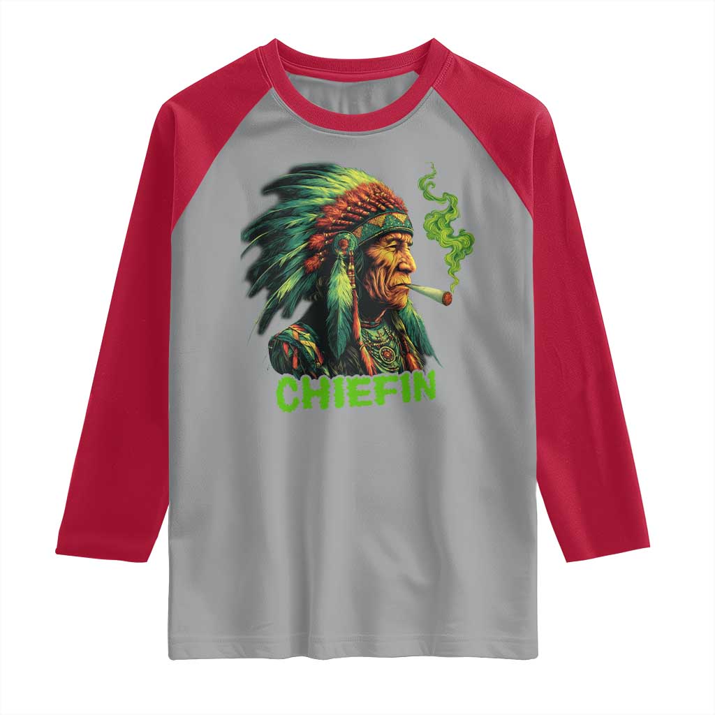 Funny Chiefin Weed Indian Native American Marijuana Raglan Shirt - Wonder Print Shop