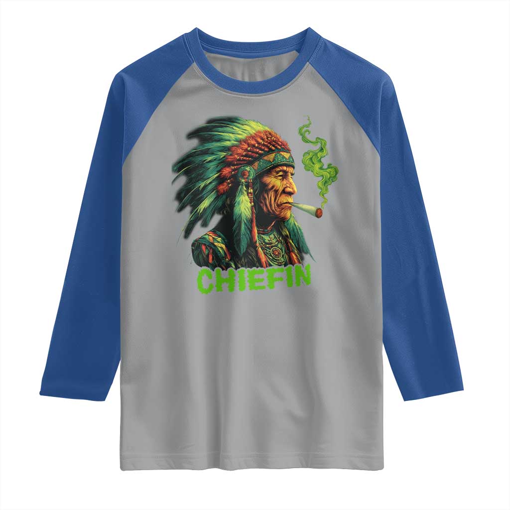 Funny Chiefin Weed Indian Native American Marijuana Raglan Shirt - Wonder Print Shop