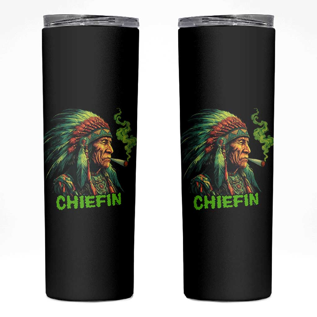 Funny Chiefin Weed Indian Native American Marijuana Skinny Tumbler - Wonder Print Shop