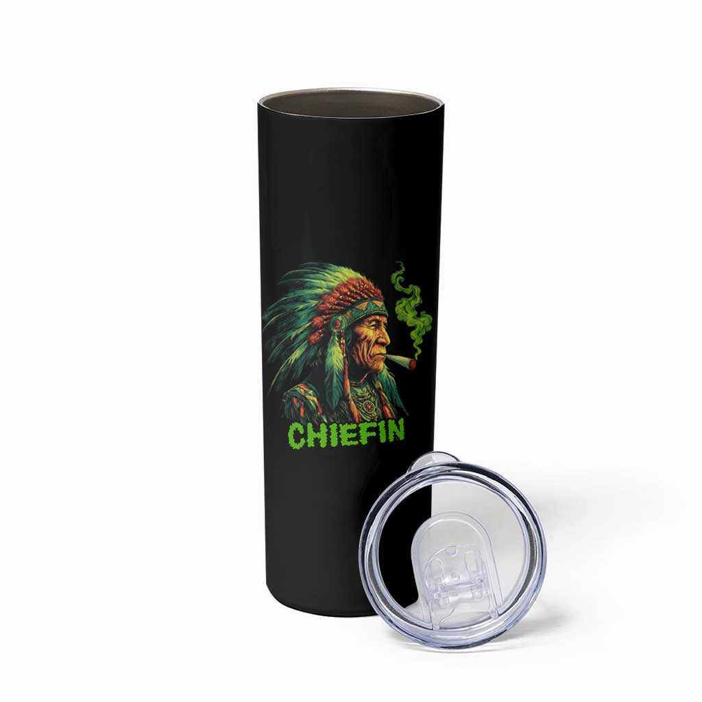 Funny Chiefin Weed Indian Native American Marijuana Skinny Tumbler - Wonder Print Shop