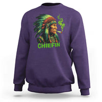 Funny Chiefin Weed Indian Native American Marijuana Sweatshirt - Wonder Print Shop