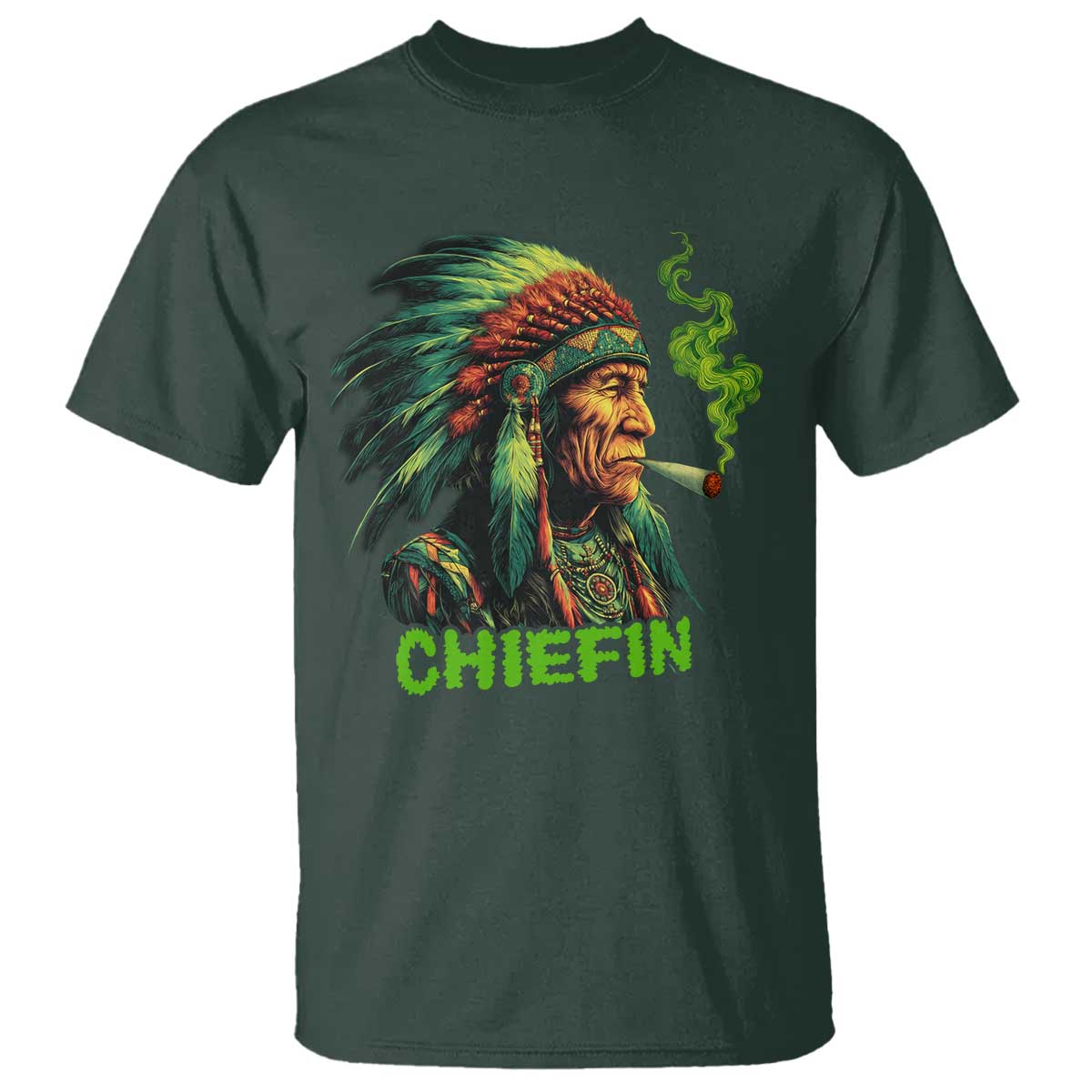 Funny Chiefin Weed Indian Native American Marijuana T Shirt - Wonder Print Shop