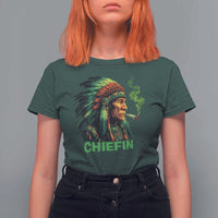 Funny Chiefin Weed Indian Native American Marijuana T Shirt For Women - Wonder Print Shop