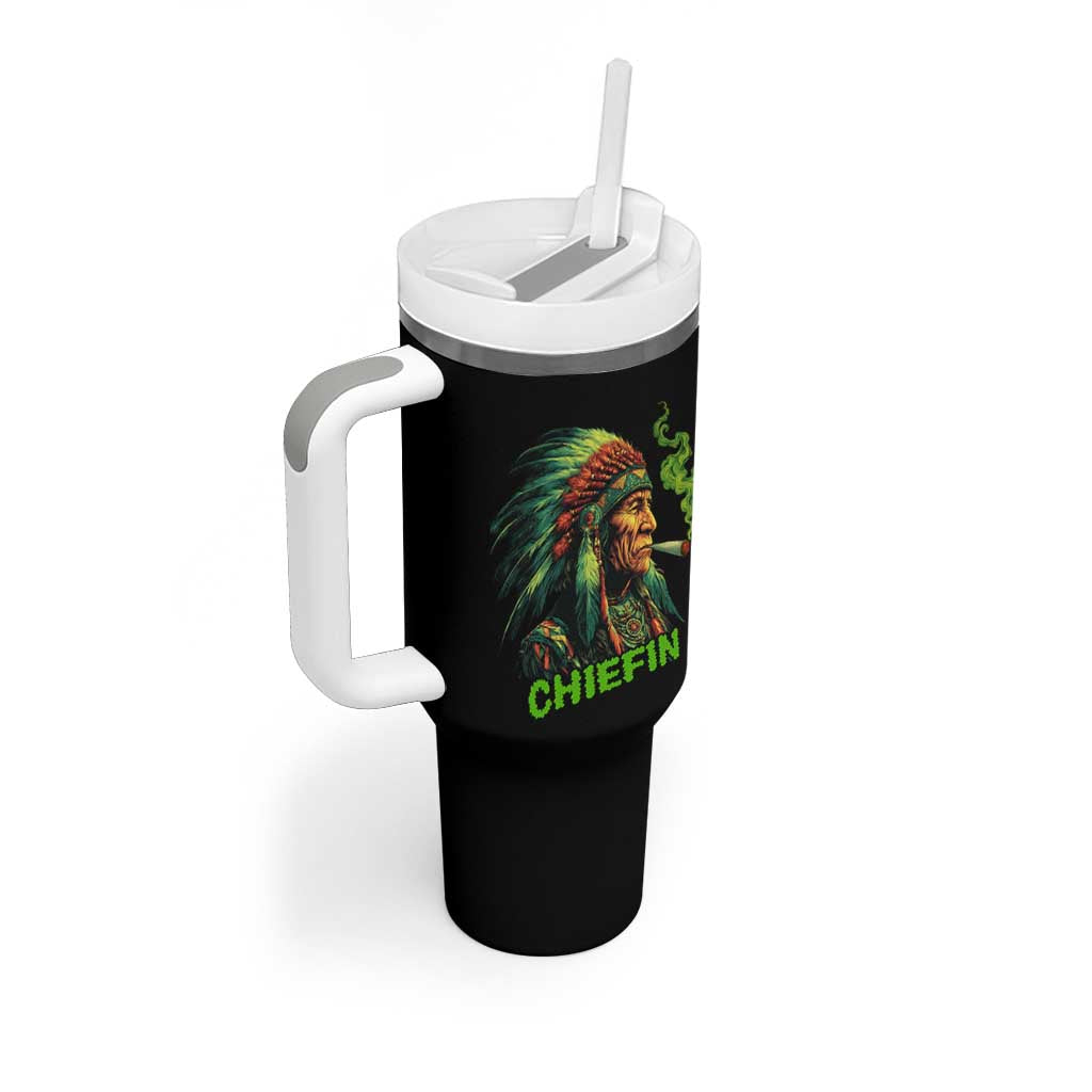 Funny Chiefin Weed Indian Native American Marijuana Tumbler With Handle - Wonder Print Shop