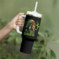 Funny Chiefin Weed Indian Native American Marijuana Tumbler With Handle - Wonder Print Shop