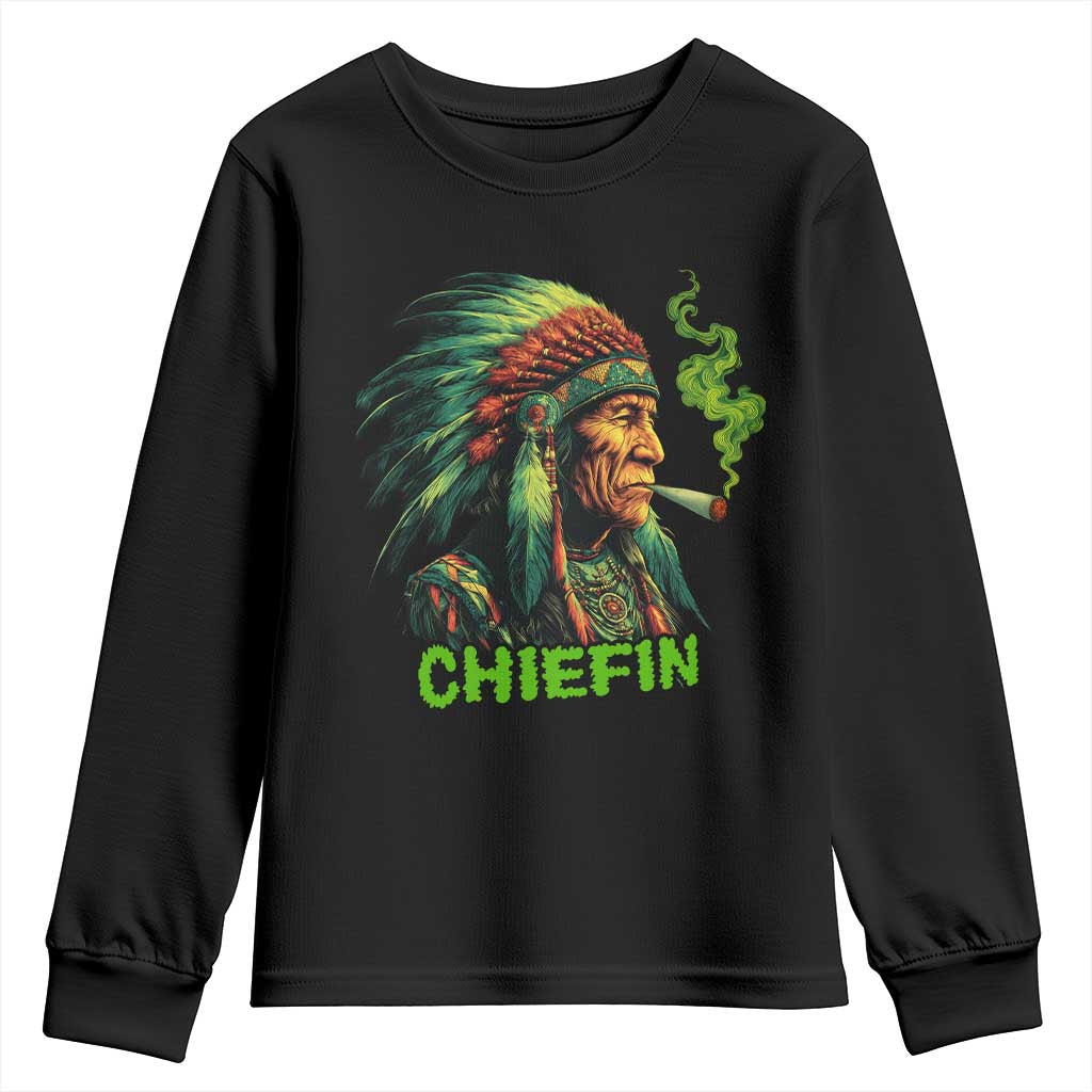 Funny Chiefin Weed Indian Native American Marijuana Youth Sweatshirt - Wonder Print Shop