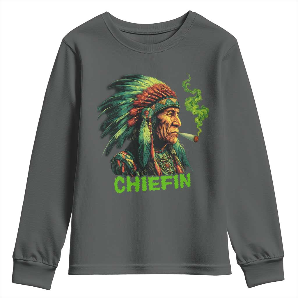 Funny Chiefin Weed Indian Native American Marijuana Youth Sweatshirt - Wonder Print Shop