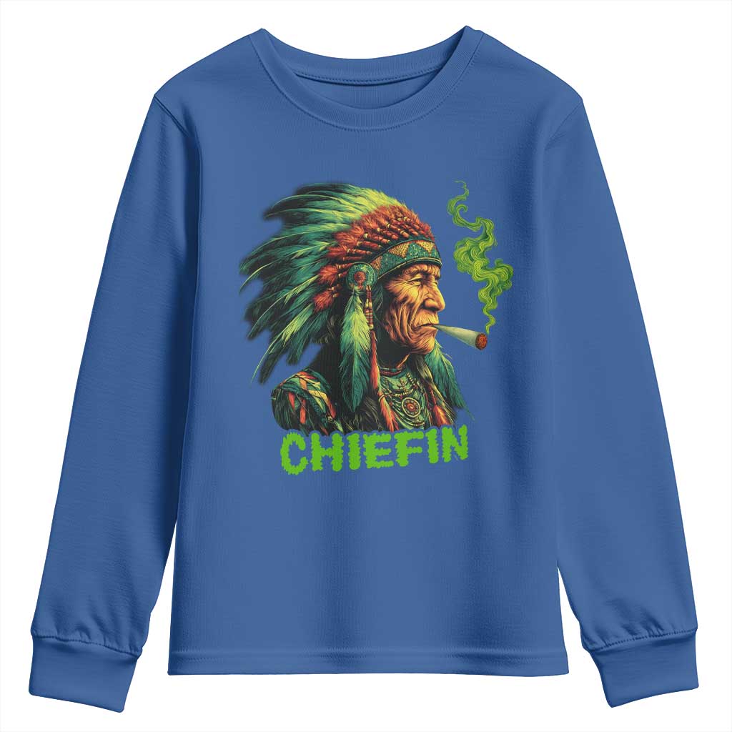 Funny Chiefin Weed Indian Native American Marijuana Youth Sweatshirt - Wonder Print Shop