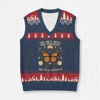 We Only Need One Monarch And Its A Butterfly V-Neck Knit Sweater Vest Retro Flowers - Wonder Print Shop