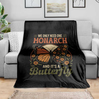 We Only Need One Monarch And Its A Butterfly Throw Blanket Retro Peace Sign Flowers - Wonder Print Shop