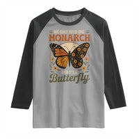 We Only Need One Monarch And Its A Butterfly Raglan Shirt Retro Peace Sign Flowers - Wonder Print Shop
