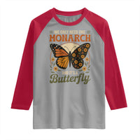 We Only Need One Monarch And Its A Butterfly Raglan Shirt Retro Peace Sign Flowers - Wonder Print Shop