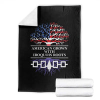 American Grown With Iroquois Roots Throw Blanket Tree USA Flag - Wonder Print Shop