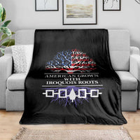 American Grown With Iroquois Roots Throw Blanket Tree USA Flag - Wonder Print Shop