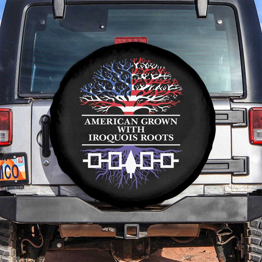 American Grown With Iroquois Roots Spare Tire Cover Tree USA Flag - Wonder Print Shop