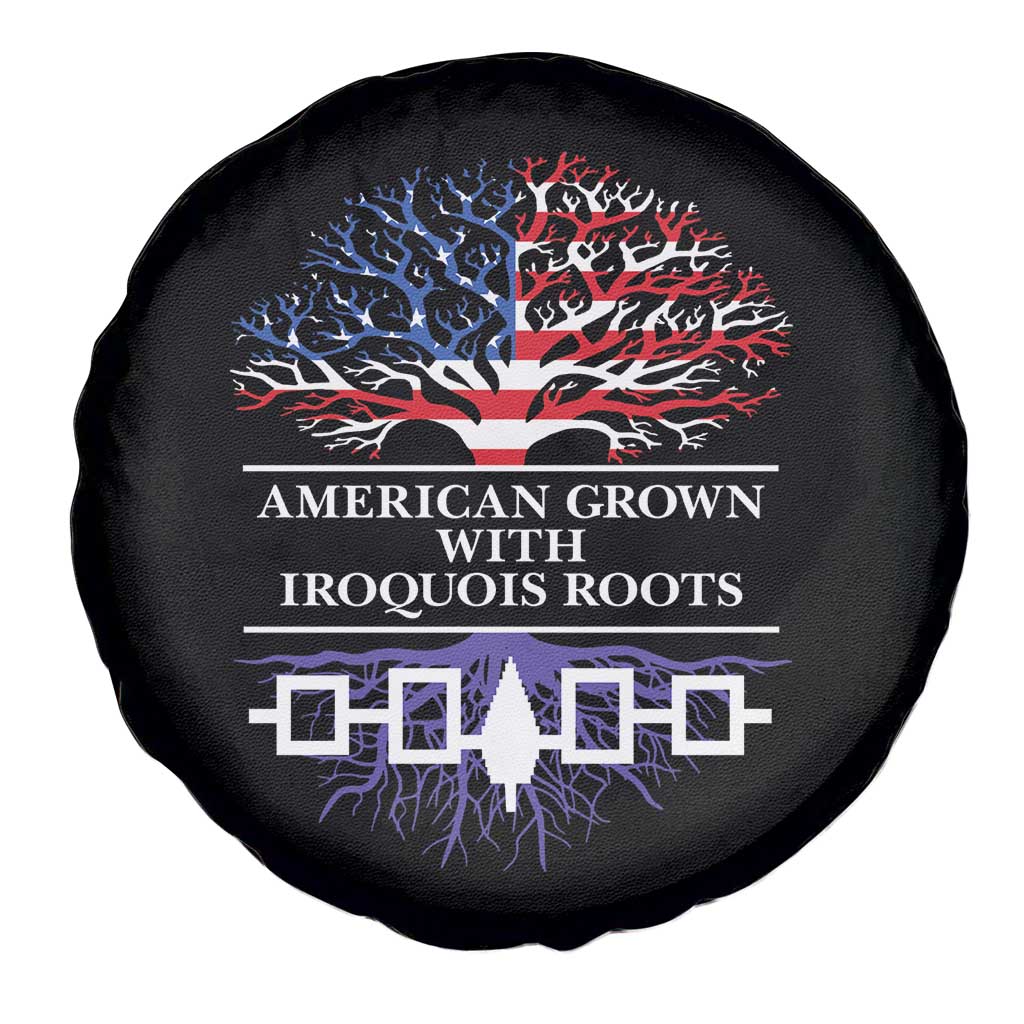 American Grown With Iroquois Roots Spare Tire Cover Tree USA Flag - Wonder Print Shop