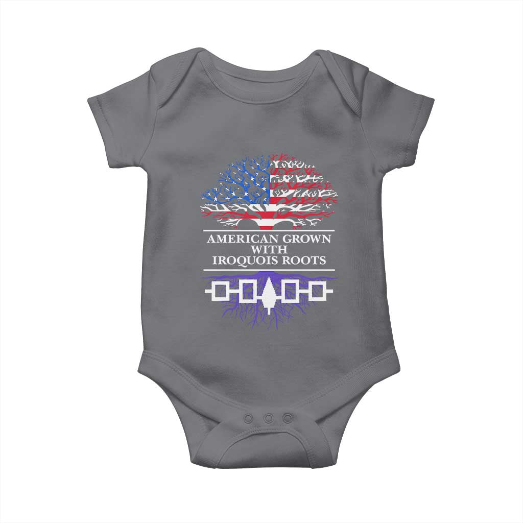 American Grown With Iroquois Roots Baby Onesie Tree USA Flag - Wonder Print Shop