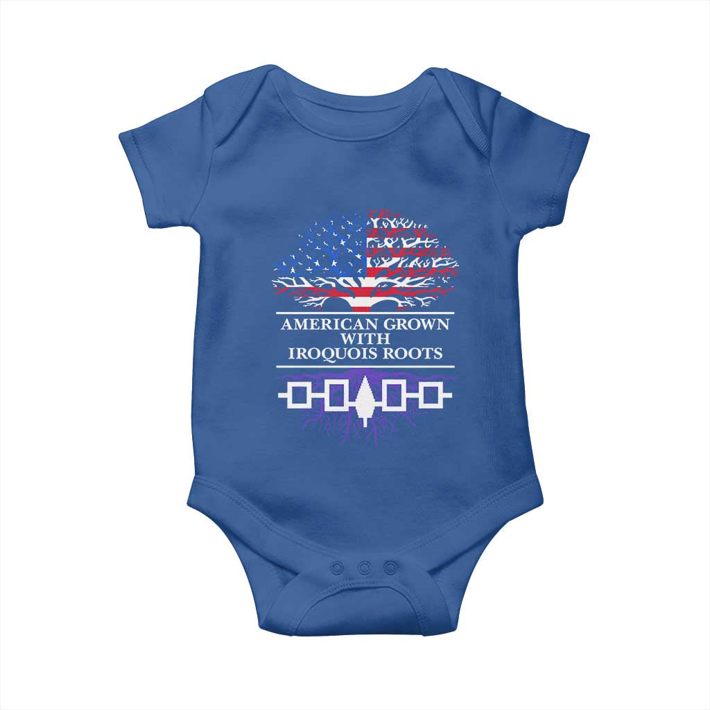 American Grown With Iroquois Roots Baby Onesie Tree USA Flag - Wonder Print Shop