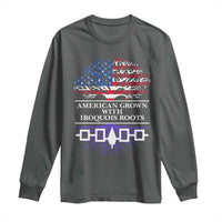 American Grown With Iroquois Roots Long Sleeve Shirt Tree USA Flag - Wonder Print Shop