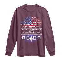 American Grown With Iroquois Roots Long Sleeve Shirt Tree USA Flag - Wonder Print Shop