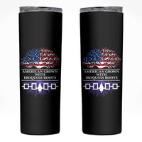 American Grown With Iroquois Roots Skinny Tumbler Tree USA Flag - Wonder Print Shop
