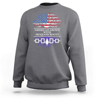 American Grown With Iroquois Roots Sweatshirt Tree USA Flag - Wonder Print Shop