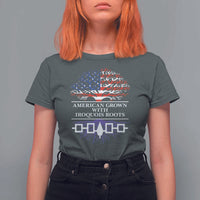 American Grown With Iroquois Roots T Shirt For Women Tree USA Flag - Wonder Print Shop