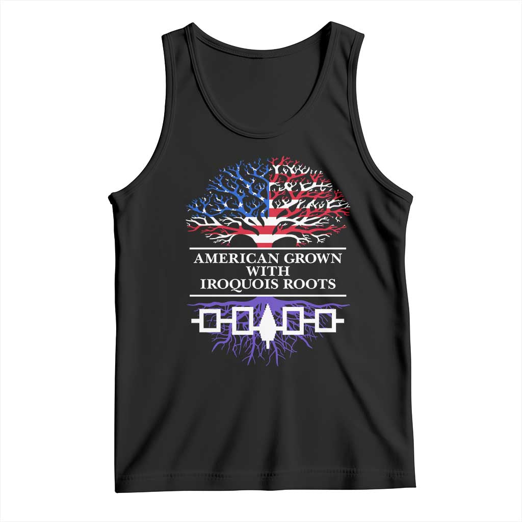 American Grown With Iroquois Roots Tank Top Tree USA Flag - Wonder Print Shop