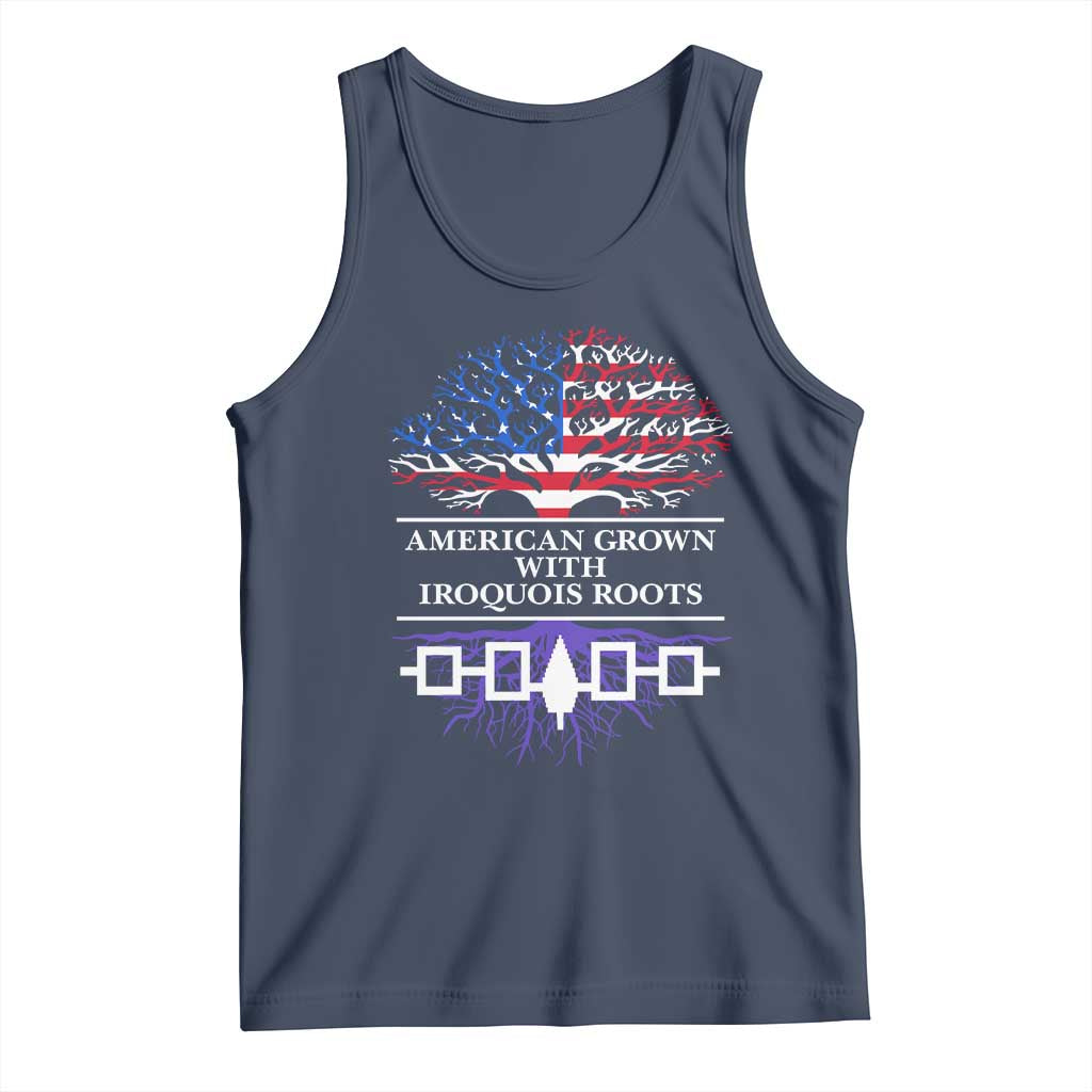 American Grown With Iroquois Roots Tank Top Tree USA Flag - Wonder Print Shop