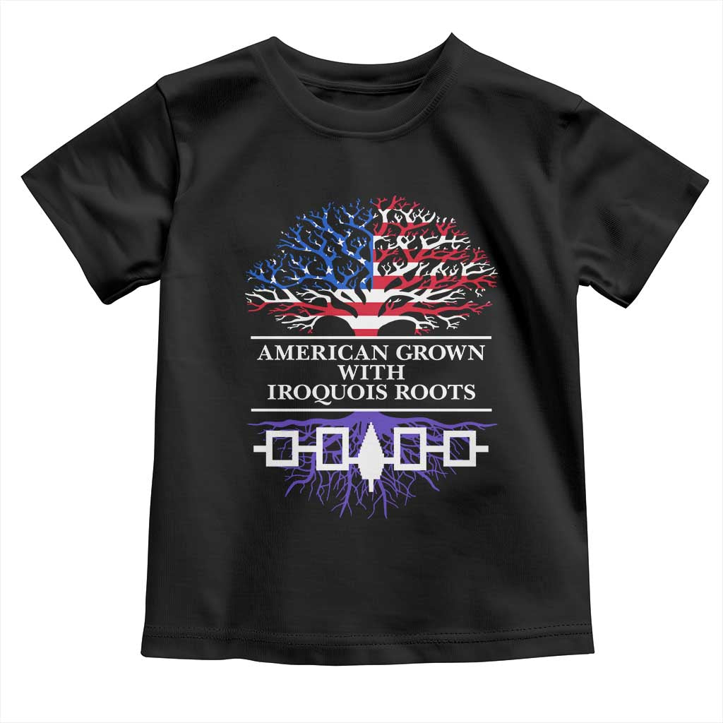 American Grown With Iroquois Roots Toddler T Shirt Tree USA Flag - Wonder Print Shop