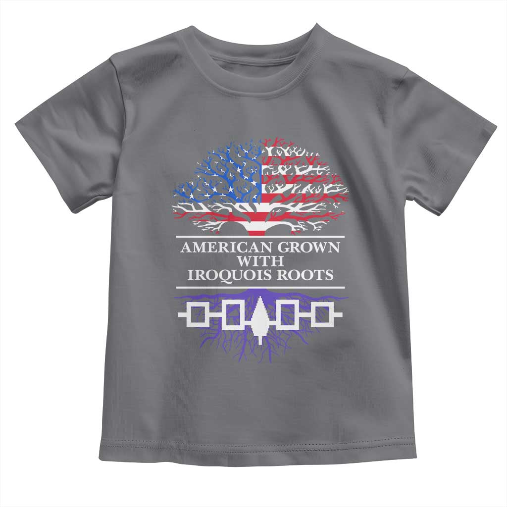 American Grown With Iroquois Roots Toddler T Shirt Tree USA Flag - Wonder Print Shop