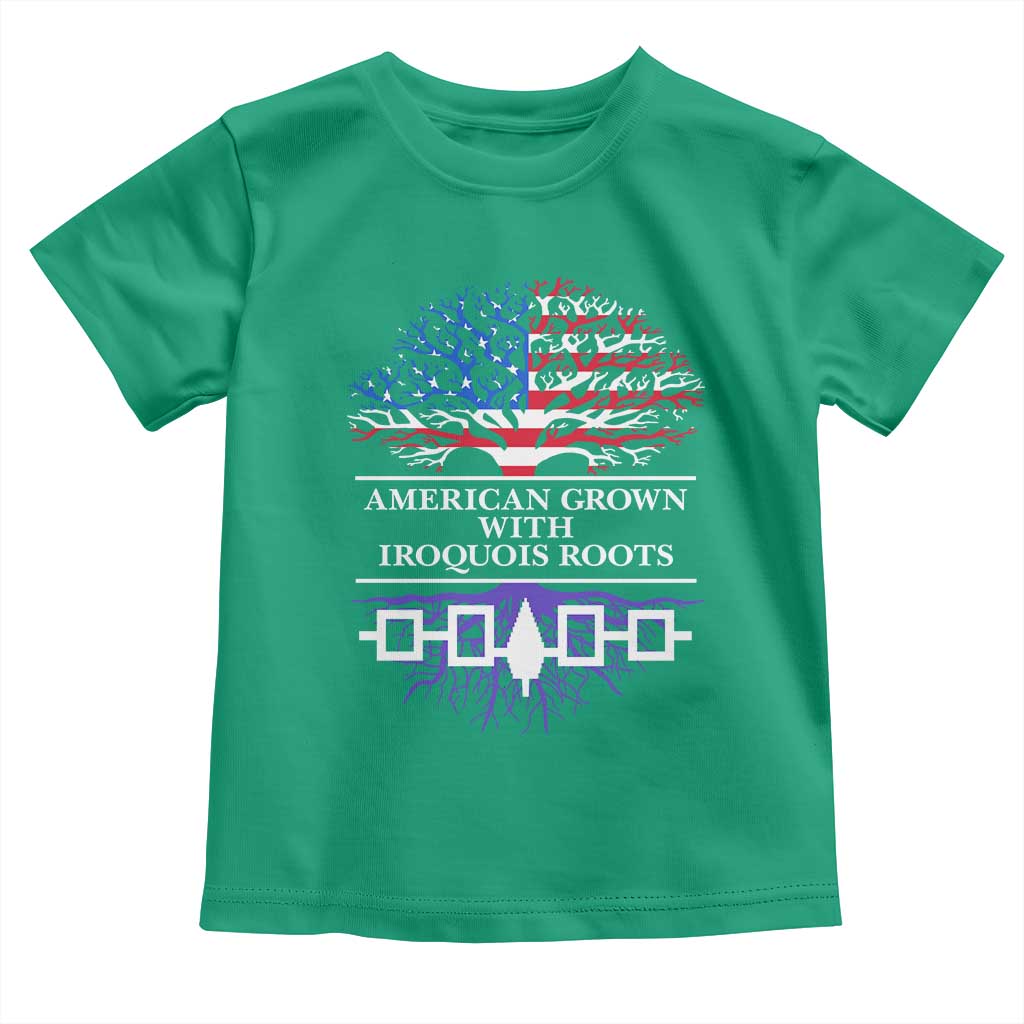 American Grown With Iroquois Roots Toddler T Shirt Tree USA Flag - Wonder Print Shop