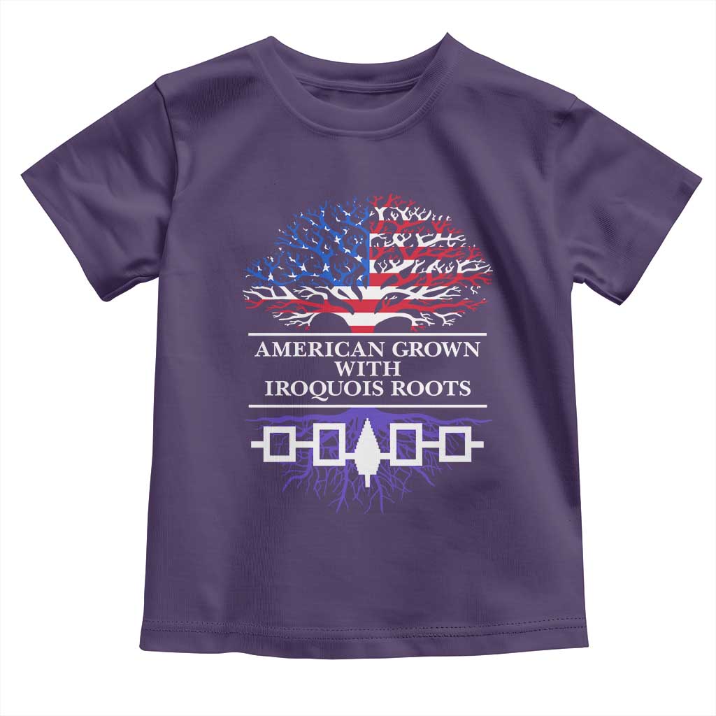 American Grown With Iroquois Roots Toddler T Shirt Tree USA Flag - Wonder Print Shop