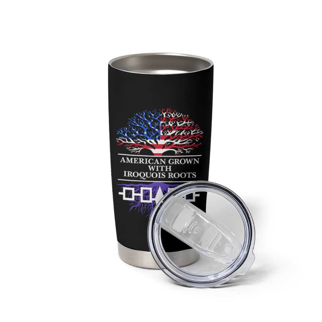 American Grown With Iroquois Roots Tumbler Cup Tree USA Flag - Wonder Print Shop