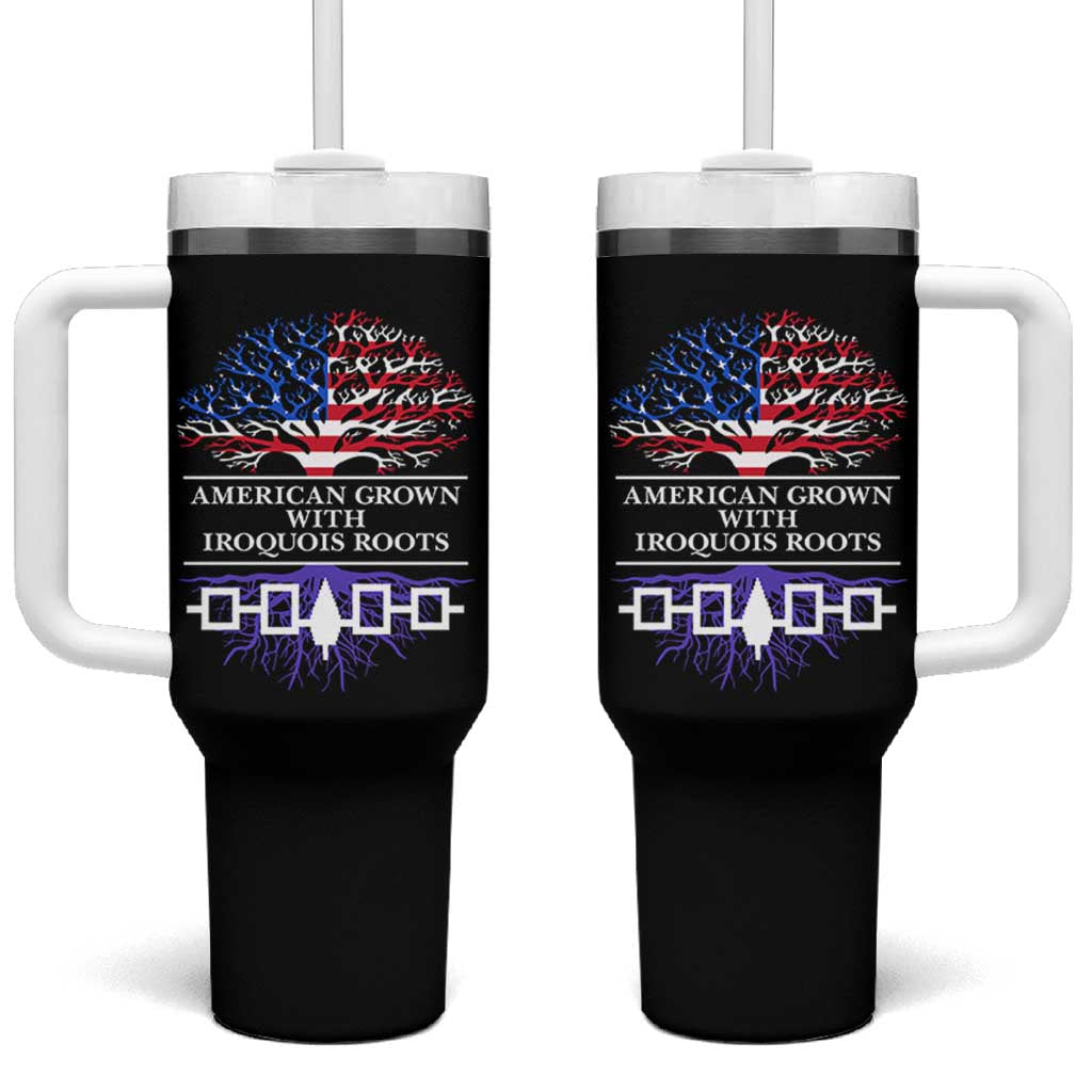 American Grown With Iroquois Roots Tumbler With Handle Tree USA Flag - Wonder Print Shop